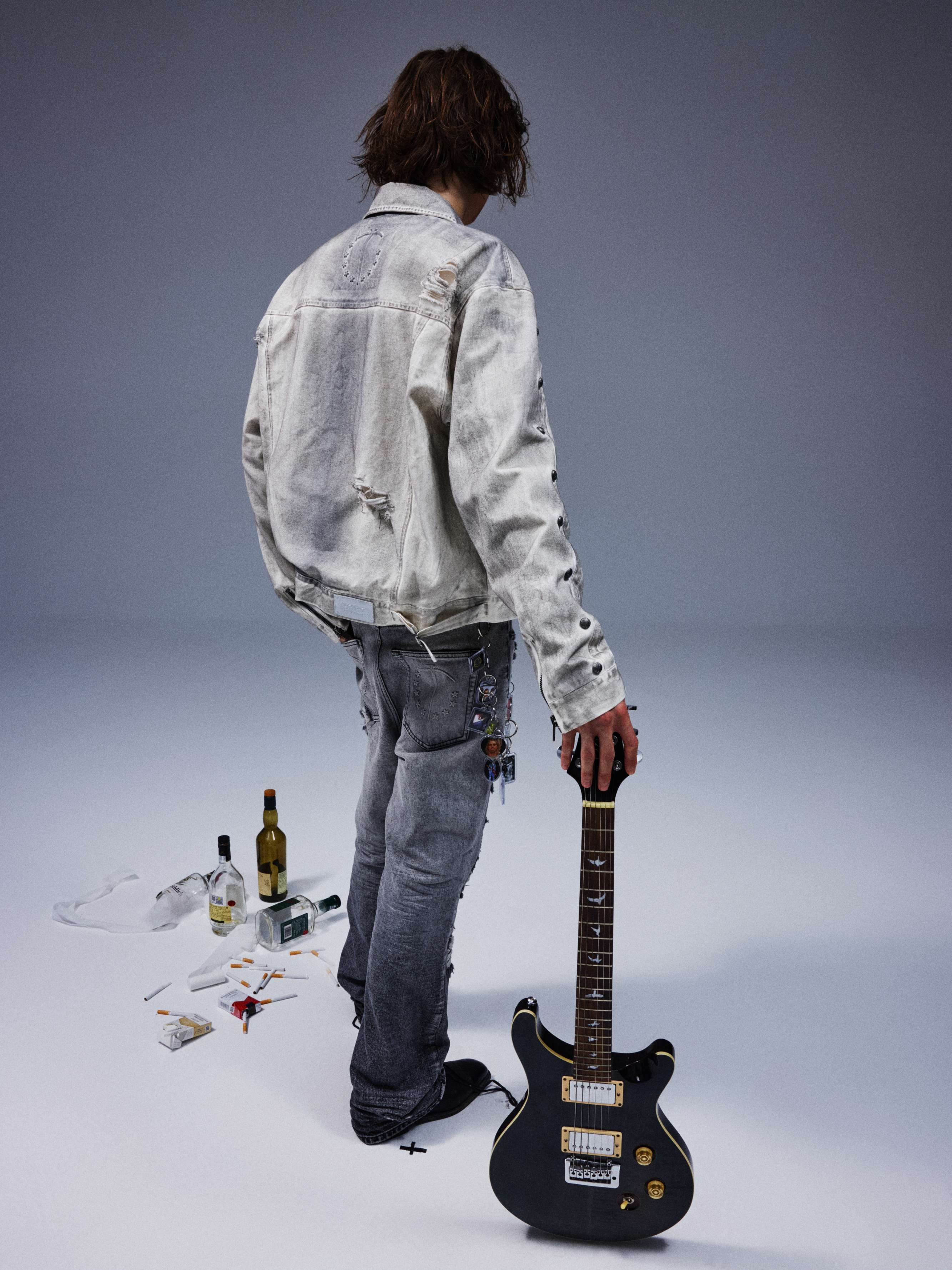 Vintage work jacket with a white lime plaster wash - PSYLOS 1, Vintage work jacket with a white lime plaster wash, Jacket, TecNineGroup, PSYLOS 1